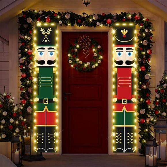 Nutcracker Christmas Decor Nutcrackers Banners Porch with LED String Lights - Picture 8 of 8